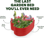 Plant & Plot Galvanized Raised Garden Beds Outdoor // Planter Raised Beds for Gardening, Vegetables, Flowers // Large Metal Garden Box (Red) // Tool-Free Assembly