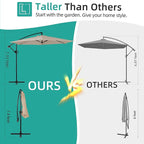 Shintenchi Patio Offset Umbrella with Easy Tilt Adjustment,Crank and Cross Base, Outdoor Cantilever Hanging Umbrella, Sunshade Free Standing Canopy, Khaki
