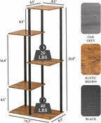 Plant Stand Indoor 5 Tier 6 Potted Metal Wood Plant Shelf, Multiple Flower Pots Corner Tall Plant Holder Stands for Living Room Balcony Bedroom, Rustic Brown