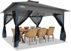 COBIZI 13x13 FT Pop up Gazebo on Clearance - Outdoor pop up Canopy Tent,carpas para Patio, Shelter - Screen Tents with Portable Carry Bag, Patio Gazebos for Camping,Garden,Deck,Backyard,Darkgrey
