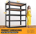 Set of 3 Garage Shelving Heavy Duty Storage Shelves, Metal Adjustable Shelving Unit, Utility Garage Organizer Shelf for Basement, Pantry, Kitchen, Warehouse,15.7" Dx35.4 Wx71.2 H, Black