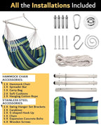 XXL Hammock Chair Hanging Rope Swing with 2 Cushions - Max 500lbs-Perfect for Patio, Porch, Bedroom, Backyard, Indoor or Outdoor - Includes Hanging Hardware Kits