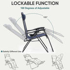 NEWBULIG Zero Gravity Chair Set of 4, Lounge Chair Folding Portable Adjustable Camping Reclining Chairs with Adjustable Pollow, Mesh Back, Cup Holder Trays Lawn Patio Chair for Pool Beach - Blue