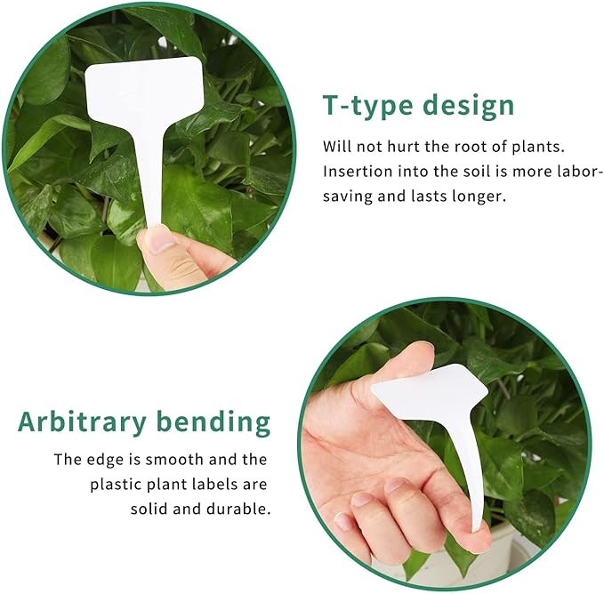 KINGLAKE 100 Pcs 6 x10cm Plastic Plant T-Type Tags Nursery Garden Labels