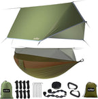 Sunyear Camping Hammock, Portable Single & Double Hammock with Net, 2 Person Hammock Tent with 2 * 10ft Straps, Best for Outdoor Hiking Survival Travel