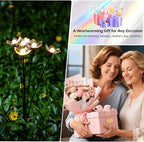 Solar Lights Outdoor, Solar Firefly Swaying Light with Flower, Garden Decor Lights, IP65 Waterproof, 2 Lighting Modes, Yard Patio Pathway Decoration, Gifts for Women, Grandma (4Pack 24LED)