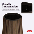 Keter Signature Conic 23.8 Inch Tall Round Large Wood Look Planter for Indoor or Outdoor Flower Pot Ideal for Patio Deck and Front Porch Decor, Rosewood