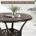 Patio Dining Table,Cast Aluminum Patio Table with Umbrella Hole, Outdoor Bistro Table for Backyard, Garden, Patio