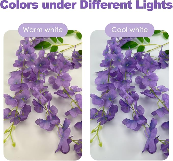 Artificial Wisteria Flowers, 48 Pack Light Purple Hanging Vines