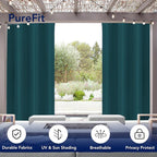 PureFit Outdoor Curtains for Patio Waterproof Weatherproof, UV and Fade Resistant Outside Curtains for Gazebo, Front Porch, Pergola, Sun Blocking Privacy Curtain, 52W x 95L inch, 1 Panel, Teal