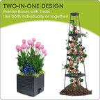 MQFORU Raised Garden Bed, 57" Tomato Planter with Trellis, Tomato Cages for Climbing Vegetables Plant, Self Watering Tomato Support Box for Garden Pots, Use for Patios Greenhouse Indoor Outdoor（1Pc）