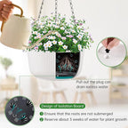 11.2 Inch Hanging Planters for Outdoor Indoor Plants, Set of 2 Self-Watering Hanging Pots with Drainage Hole & Plug II Screw-in Hooks II Non-deforming