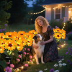 Solar Sunflower Lights 2 Pack with 12 Outdoor Decorative Lights, Birthday Gift for Mom and Friends, IP65 Waterproof Sunflower Garden Stake Lights for Yard Patio Lawn Pathway (Warm White)