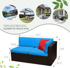 Devoko 2 Pieces Patio Furniture Sofa Sets Outdoor All Weather Sectional Corner Sofa and Armless Sofa (Blue)