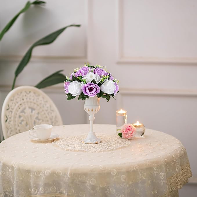 Artificial Flower Balls in Lilac and White Silk Roses for Centerpieces