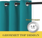 NICETOWN Small Blackout Curtain for Bedroom - Grommet Thermal Insulated Short Window Treatment Room Darkening Thermal Curtain Privacy for Bathroom (Peacock Teal, W52 x L45, 1 Panel)