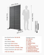 VEVOR Metal Privacy Screen, 44" W x 72" H Freestanding Modern Privacy Fence, Garden Divider Panel with Extended Base & Reinforcement Fixed, Freestanding Outdoor Divider for Garden, Indoor, Courtyard