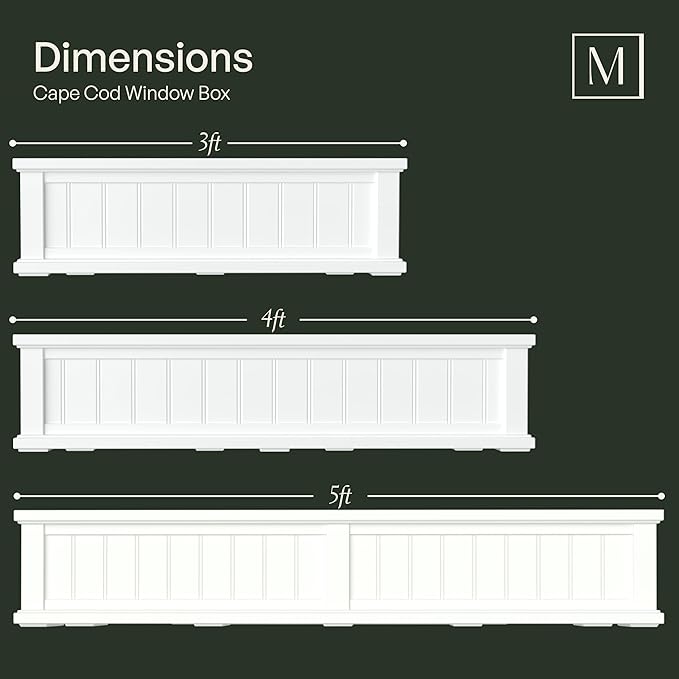 Mayne Cape Cod 4ft Window Box - Black - 48in L x 11in W x 10.8in H - Polyethylene - Built-in Water Reservoir (4841-B)