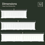 Mayne Cape Cod 3ft Window Box - White - 36in L x 11in W x 10.8in H - with 6.5 Gallon Built-in Water Reservoir (4840-W)