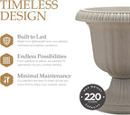 Southern Patio 2 Pack Utopian Urn Planter, Large 14 Inch Outdoor Pot, Lightweight Garden, Entryway, or Walkway Accessory with UV-Coated Finish, Stone