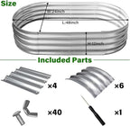 Galvanized Raised Garden Bed for Outdoor: 4X2X1ft Durable Metal Vegetable Plant Container Kit - Oval Planter Box for Gardening Flower Trough