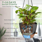 Hanging Planters for Indoor Outdoor Plants, 2 Pack Self Watering Hanging Pot with Drainage Holes & Removable Tray (Black, 10'')