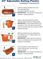 Apollo Exports International 24" Adjustable Railing Planter, Driftwood
