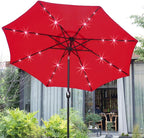 Sunnyglade 9' Solar LED Lighted Patio Umbrella with 8 Ribs/Tilt Adjustment and Crank Lift System (Red)