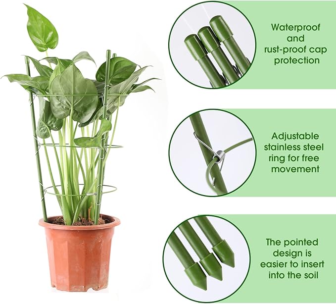8 Pack Tomato Cage Plant Support Cages for Garden, 18 inches Tomato Trellis for Climbing Plants, Upgrade Garden Plant Stakes with Adjustable Ring, Tomato Rings for Support