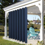 BONZER Outdoor Waterproof Curtains for Patio Privacy Grommet Light Filtering Outside Curtains for Gazebo, Porch, Pergola, Pavilion, 1 Panel, 84W x 95L inch, Navy