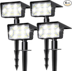 Solar Spot Lights Outdoor with 60 LED & Auto On/Off, 4 Pack Solar Lights Outdoor Waterproof IP68 with 3 Lighting Modes, 2-in-1 Solars Landscape Light for Outside, Garden, Yard(Cool White)