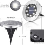 LYHOPE Solar Ground Lights Outdoor, 8 Pack 8 LED Solar Disk Lights Waterproof Garden In-ground Pathway Light Landscape Lighting for Lawn,Yard,Deck,Patio,Walkway (White)