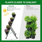 Outvita 4.4 FT Vertical Garden Bed, 5 Tier Vertical Raised Planter, Removable Black Raised Bed Box with 4 Wheels, Movable Elevated Vegetable Flower Planter for Patio Yard Indoor Outdoor