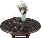 VINGLI 35.4' Dia Patio Dining Table with Umbrella Hole, Cast Aluminum Bistro Table for Outdoor Garden Use (35.4' Dia x 29.5' H)