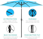 Best Choice Products 10ft Outdoor Table Compatible Steel Polyester Market Patio Umbrella w/Crank and Easy Push Button Tilt