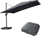 PURPLE LEAF 11.5' X 11.5' Telescopic Patio Umbrella with Base Included Lifting Cantilever Offset Square Large Umbrella for Pool Outdoor Patio Deck Garden Grey