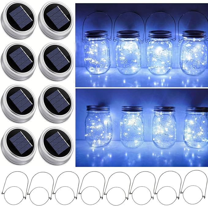 String Lights for Mason Jars, Cool White LED, Solar or Battery Powered