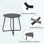 Patio Small Side Table Waterproof Round Metal Steel Weather Resistant Portable Outdoor and Indoor End Table for Garden Balcony Yard, Black