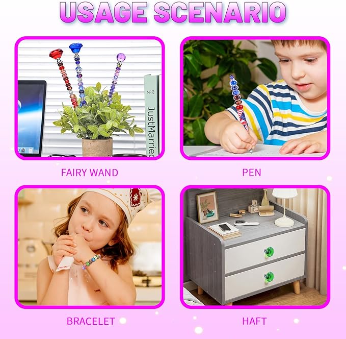 Decorative Garden Stakes Kit, 238 Pcs Fairy Wand DIY Set, Rose Flower
