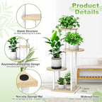 Plant Stand Indoor, 4 Tier Thickened Metal Corner Plant Shelf for Multiple Plants, Indoor Plants Tiered Flower Pot Stand for Patio Garden Balcony Living Room Bedroom (White Oak)
