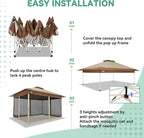 COBIZI 13x13 FT Pop up Gazebo on Clearance - Outdoor pop up Canopy Tent,carpas para Patio, Shelter - Screen Tents with Portable Carry Bag, Patio Gazebos for Camping,Garden,Deck,Backyard,Khaki