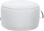 QILLOWAY Indoor/Outdoor Inflatable Stool,Round Ottoman,All Weather Foot Rest for Camping or Home,Silver/Grey