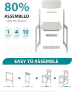 SERWALL Outdoor Bar Stools Set of 2, All Weather HDPE 25" Counter Height Bar Stools with Back, Outdoor Armless Barstools for Patio, Garden, Backyard, Balcony, Poolside, White