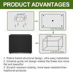 Planter Box Rectangular Block - 16×12×12IN Galvanized Steel Metal Long Box Planter Easy Installation Modern Outdoor Tall Planters All-Weather Use with Drainage Holes for Patio/Porch(Black)