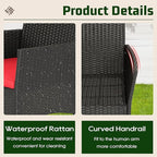 FDW | 4-Piece Patio Furniture Set | Red | Outdoor Wicker Furniture with Coffee Table | Modern Rattan Chairs Conversation Set | Outdoor Seating | Weather-Resistant | for Porch, Garden, Lawn