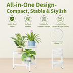 3 Tiered Tall Plant Stand Indoor Outdoor, Metral Plant Shelf for Corner Display Rack, Multi-Tier Folding Planter Pot Holder Flower Stand for Living Room Balcony Garden Patio - WhiteWave