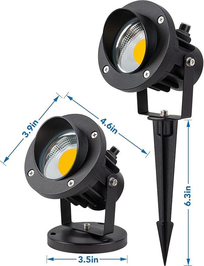 SUNVIE 20W Spot Lights Outdoor with Photocell Sensor, Dusk to Dawn LED Landscape Spotlights, Waterproof 120V 2000LM 3000K Landscape Lighting for Yard Flag Tree Garden 6 FT US 3-Plug in Cord, 2 Pack