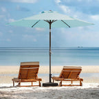 JEAREY 7.5FT Patio Umbrella Outdoor Market Umbrella with 6 Sturdy Ribs, Push Button Tilt/Crank Table Umbrella for Garden, Deck, Backyard and Pool, Baby Blue