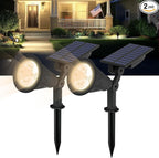 T-SUN Solar Spotlights, Christmas Solar Lights Outdoor, Auto-ON/Off 180°Angle Adjustable Solar Lights for Tree, Patio, Yard, Garden, Driveway, Pool Area (Natural White-2Pack)