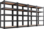 AOAORRG Set of 4 Garage Shelving Heavy Duty Storage Shelves, Metal Adjustable Shelving Unit, Utility Garage Organizer Shelf for Basement, Pantry, Kitchen, Warehouse, 31.5"W x 13.8"D x 71.2"H, Black